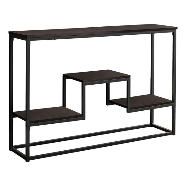 Daphnes Dinnette 48 in. Espresso & Black Metal Hall Console Accent Table DA2618216